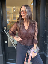 Nolan Lace Top - Chocolate