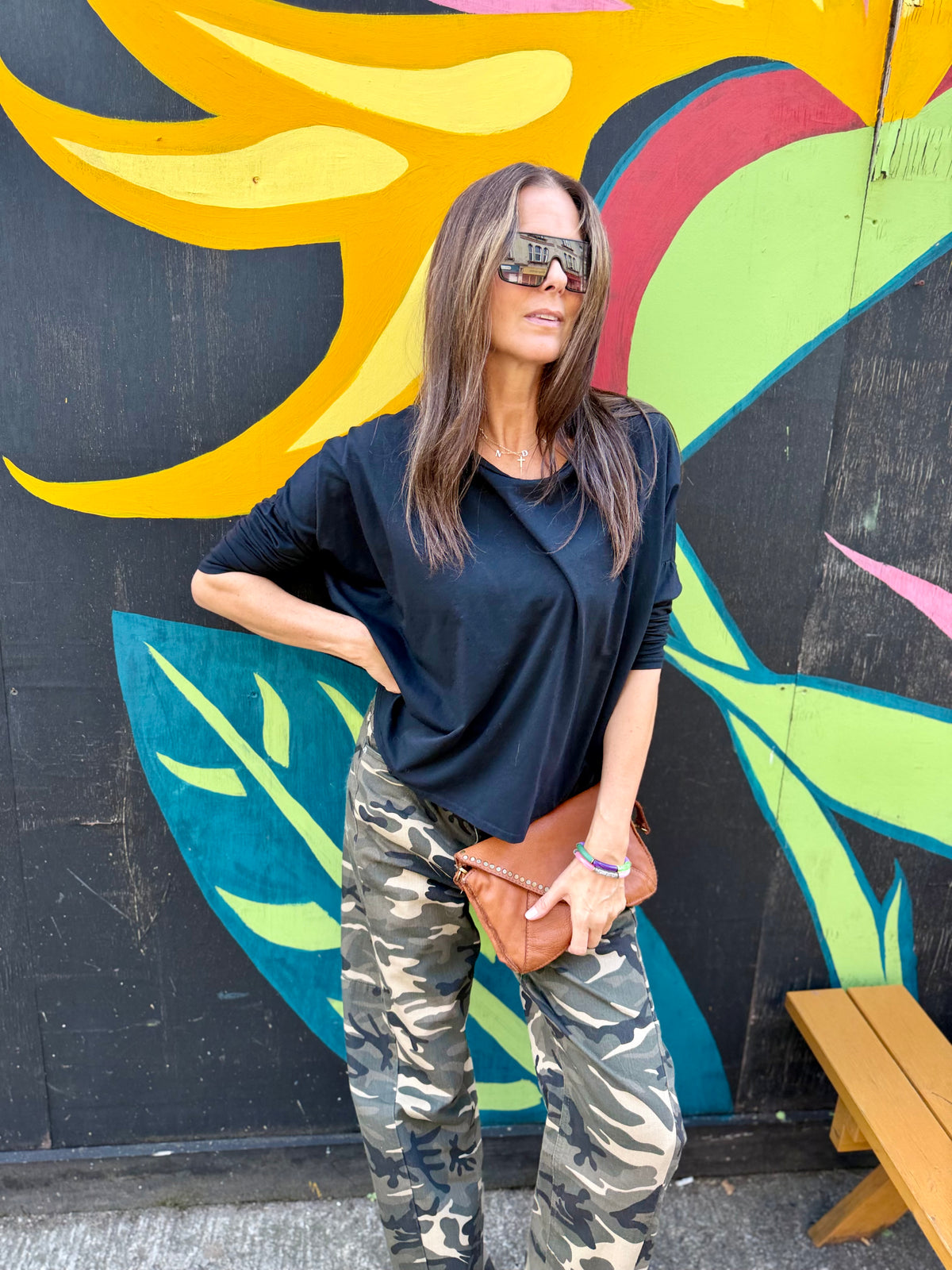 Slouchy LS Top - Black