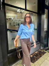 Ally Faux Leather Barrel Pant - Chocolate