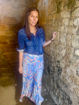 Falda floral vintage Toni - Hortensia azul
