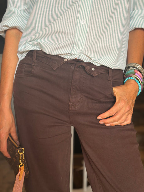 The Liv Button Detail Jean - Chocolate
