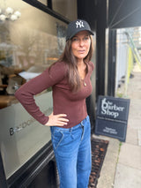 Wallis Open Neck Knit - Chocolate