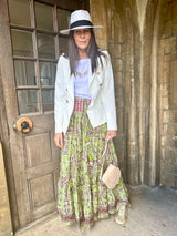 Believer Tiered Maxi Skirt Pea Green