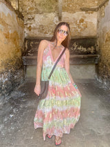 Crystal Metallic Maxi Dress - Orange