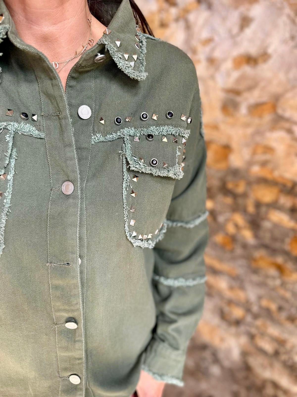 Rocky Studded Cargo Jacket - Green