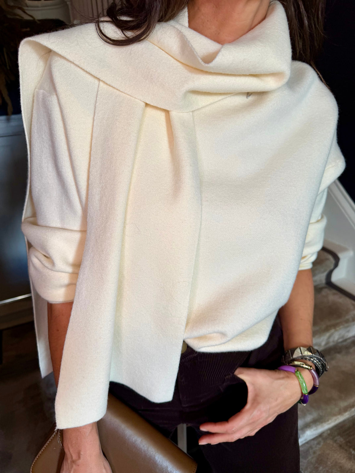 Willow Knit With Scarf - Cream