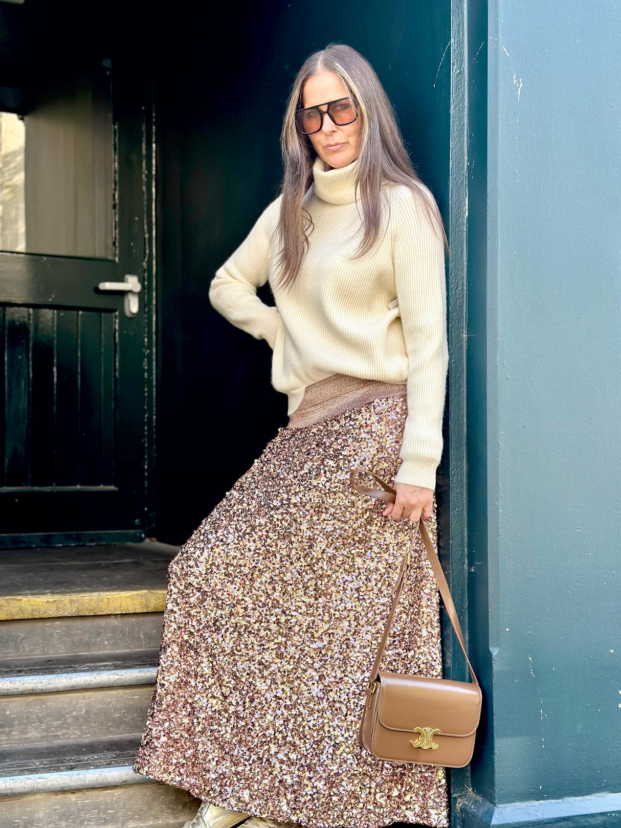 Seline Sequin Skirt - Rose Gold