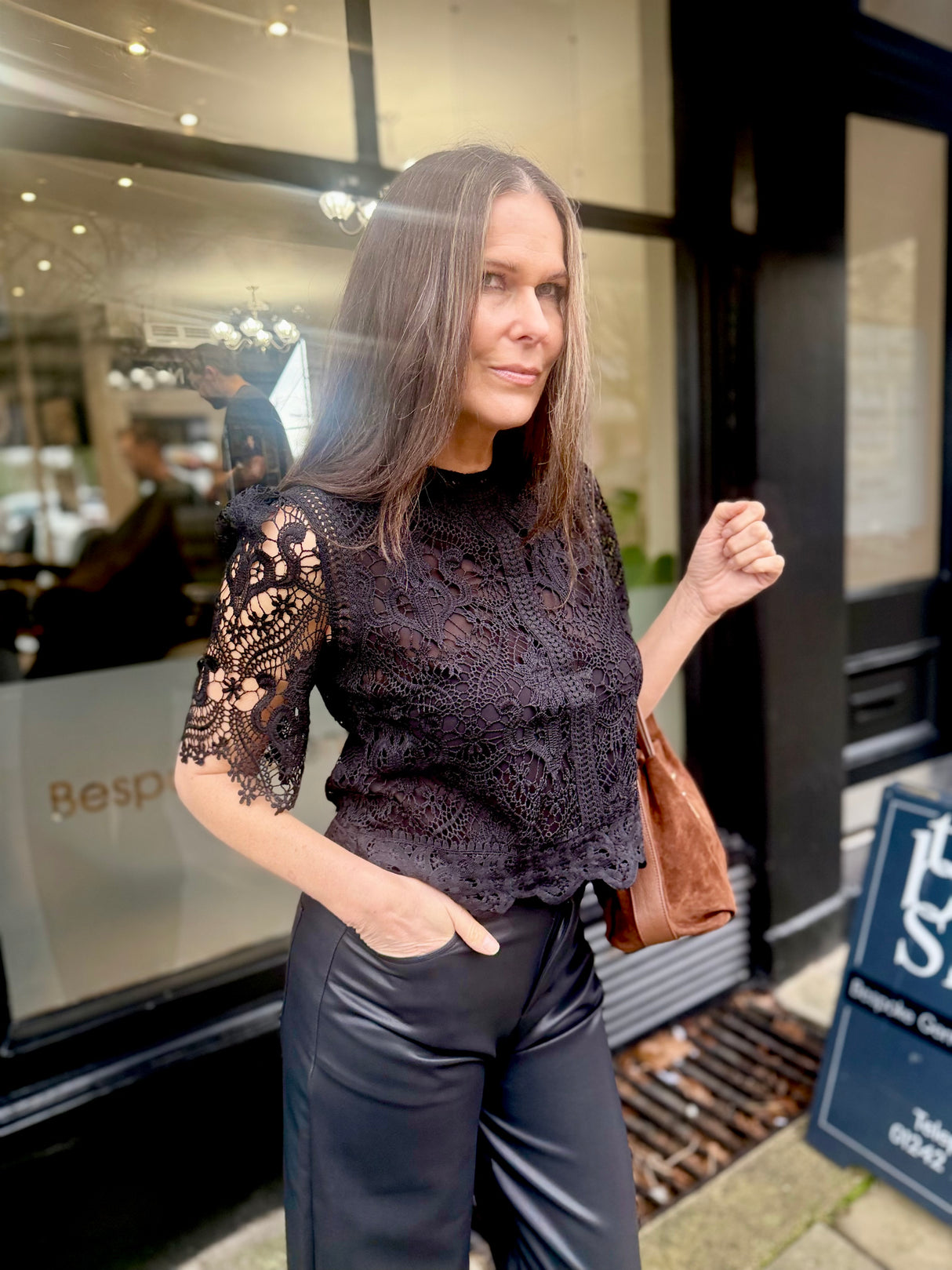 Raquel Crochet Blouse - Black