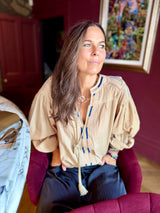 Citrine Blouse With Tassel - Beige