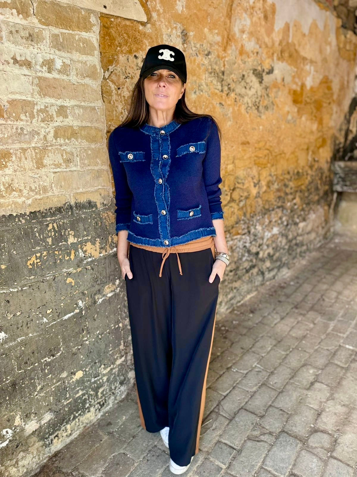 Pantalón Tempest - Negro con raya color tostado