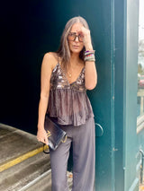 Liza Sequin Camisoles - Black