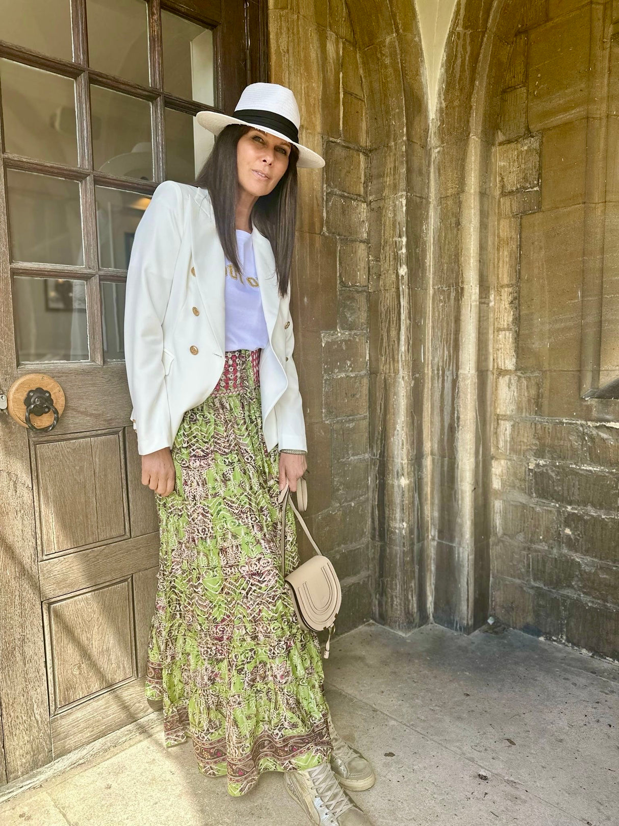 Believer Tiered Maxi Skirt Pea Green