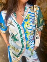 Praia Printed Trouser Set - Blue