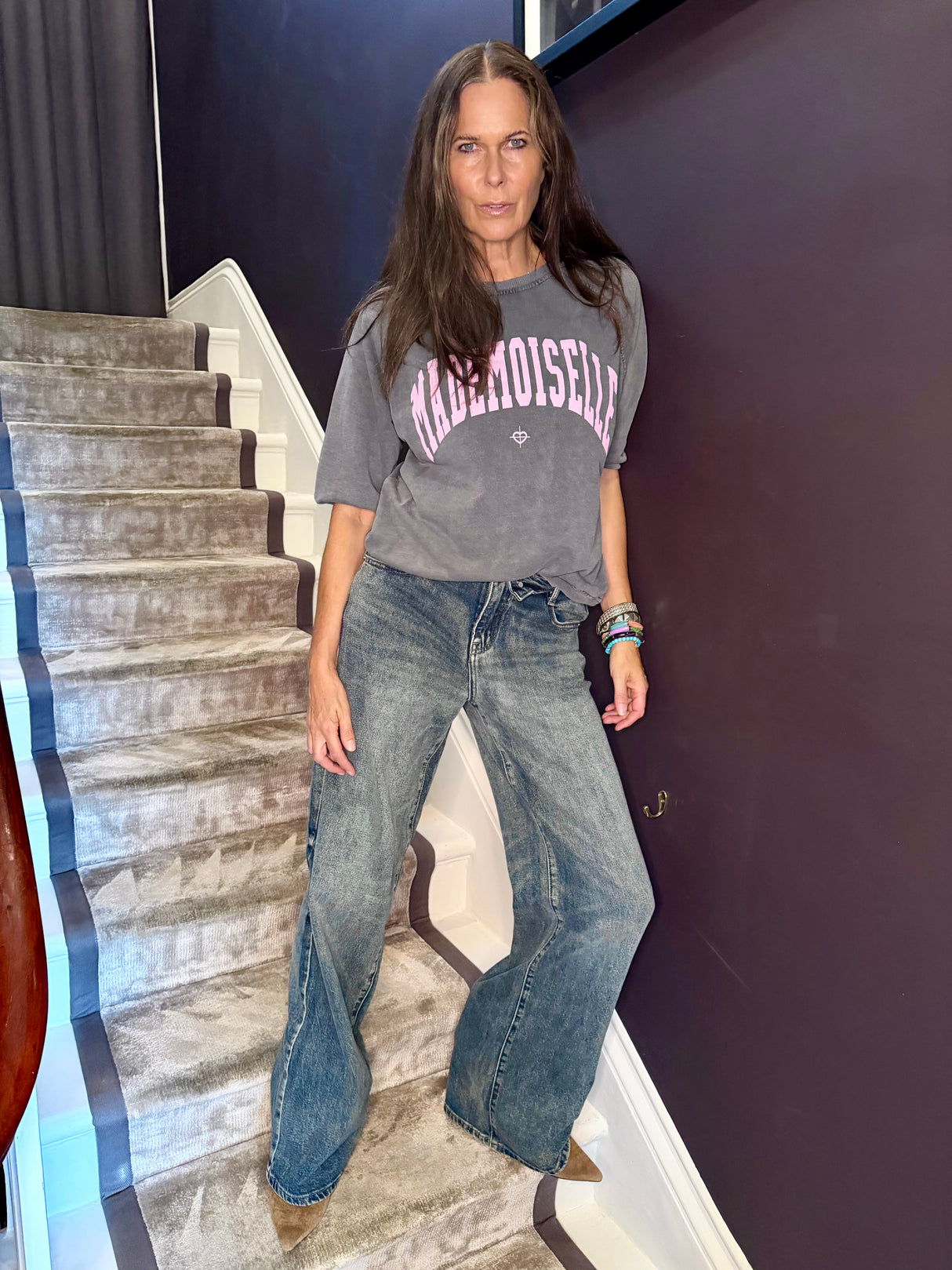 Mademoiselle Sweatshirt - Charcoal/Pink