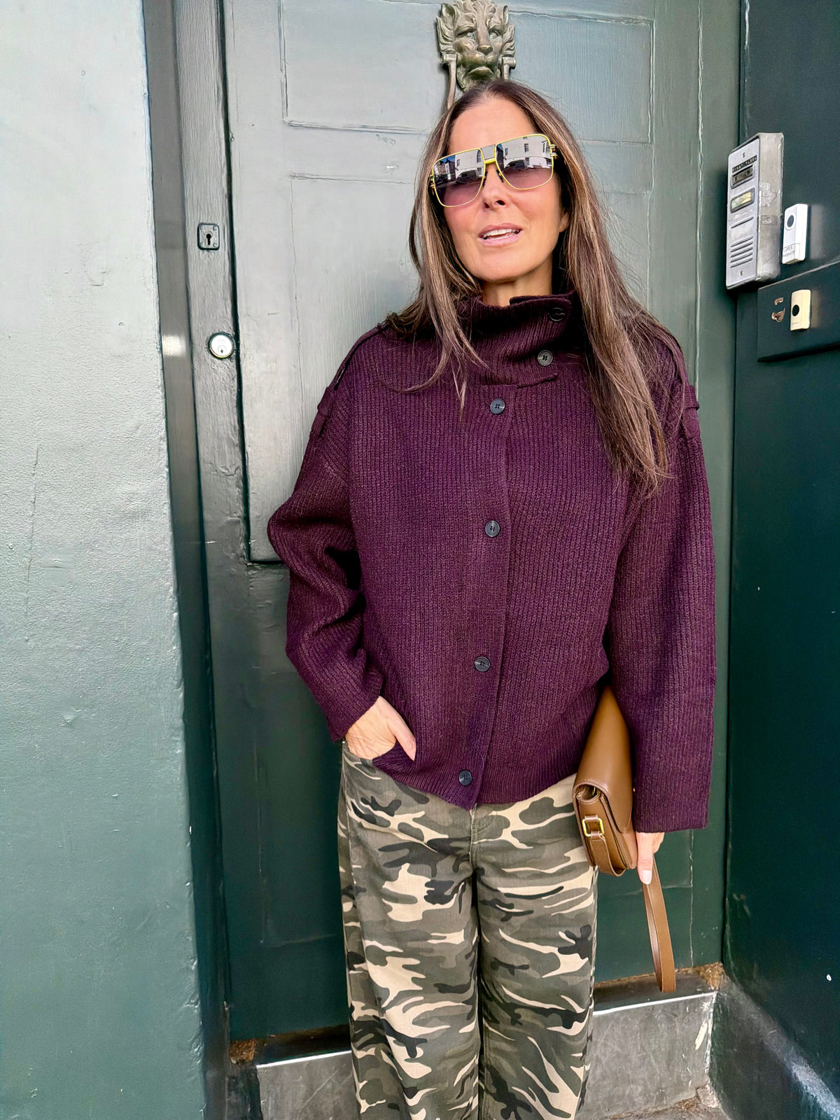 Bond Knitted Funnel Neck Plum