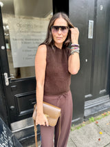 Bubblegum Crew Neck Vest - Chocolate