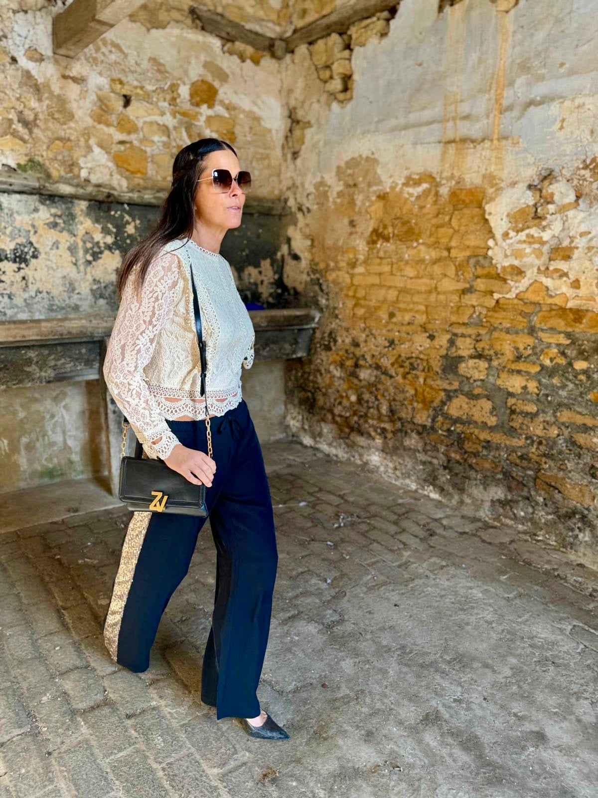 Pantalón Tempest - Negro con lentejuelas doradas