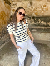 Cassia Knit - White/Navy