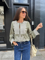 Oriana Embroidered Jacket - Khaki
