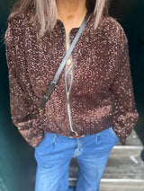 Marant Sequin Bomber - Chocolate