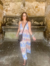 Crystal Metallic Maxi Dress - Blue