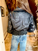 Cleo Faux Leather Jacket - Black