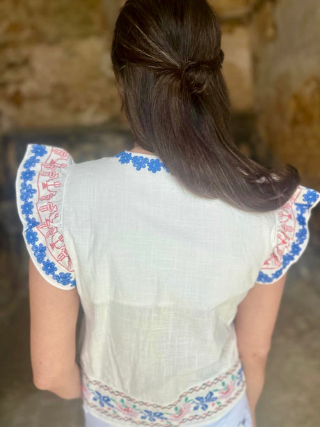 Helly Embroidered Top - White
