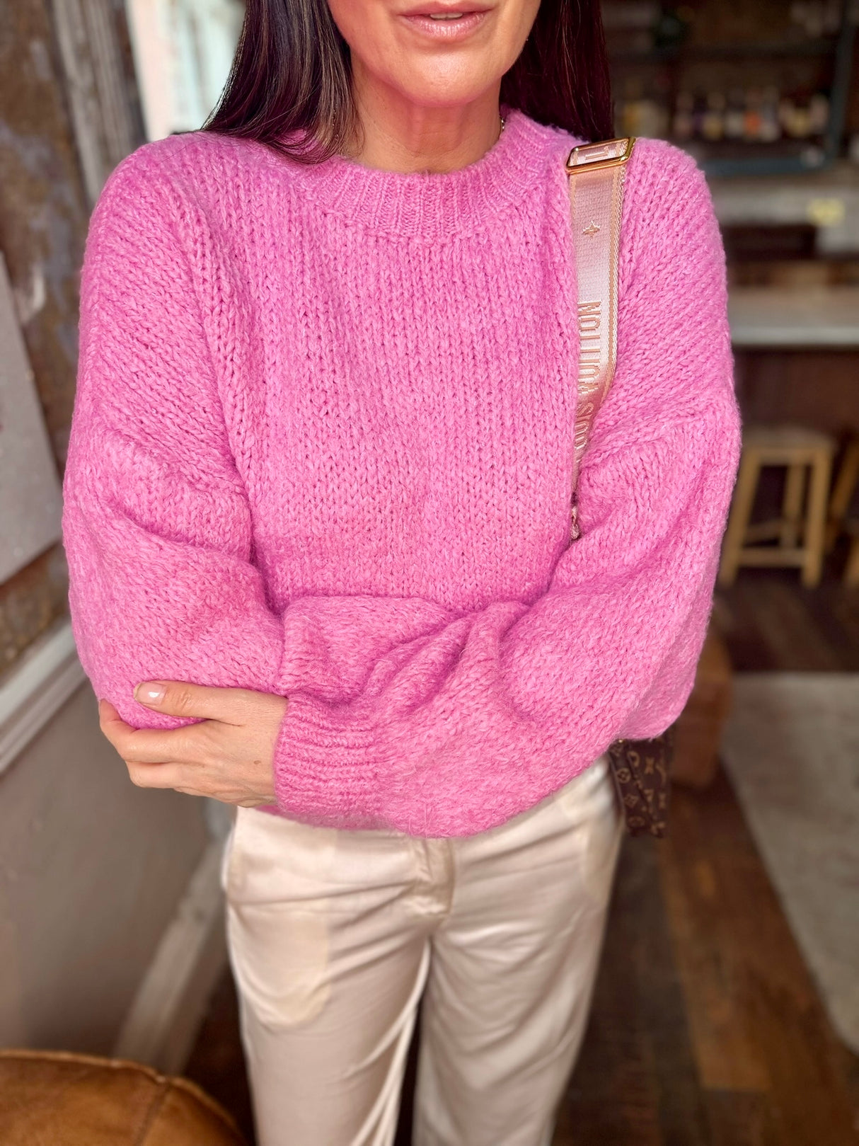Jersey de punto de manga ancha Arlo - Rosa