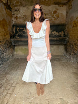 Jenna Ruffle Strap Dress - White