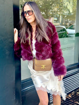 Anastasia Faux Fur Coat - Cherry