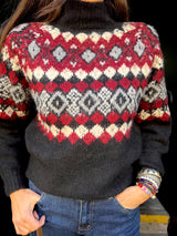 Yule Printed Turtleneck -  Black