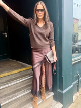 Highland Satin Lace Skirt - Chocolate