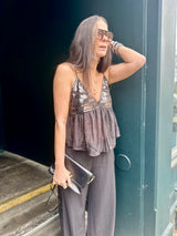 Liza Sequin Camisoles - Black