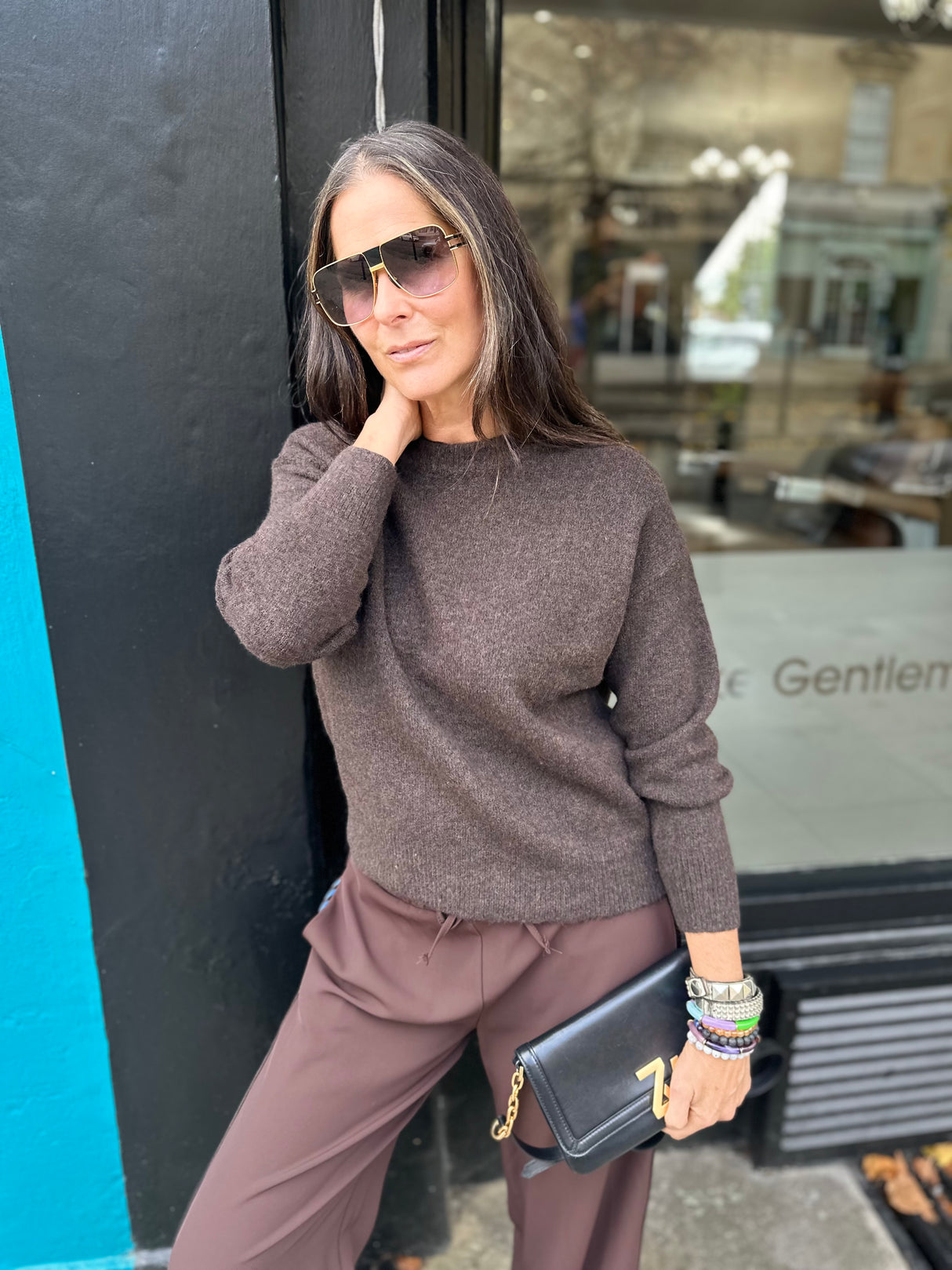 Coral Crew Neck Knit - Chocolate