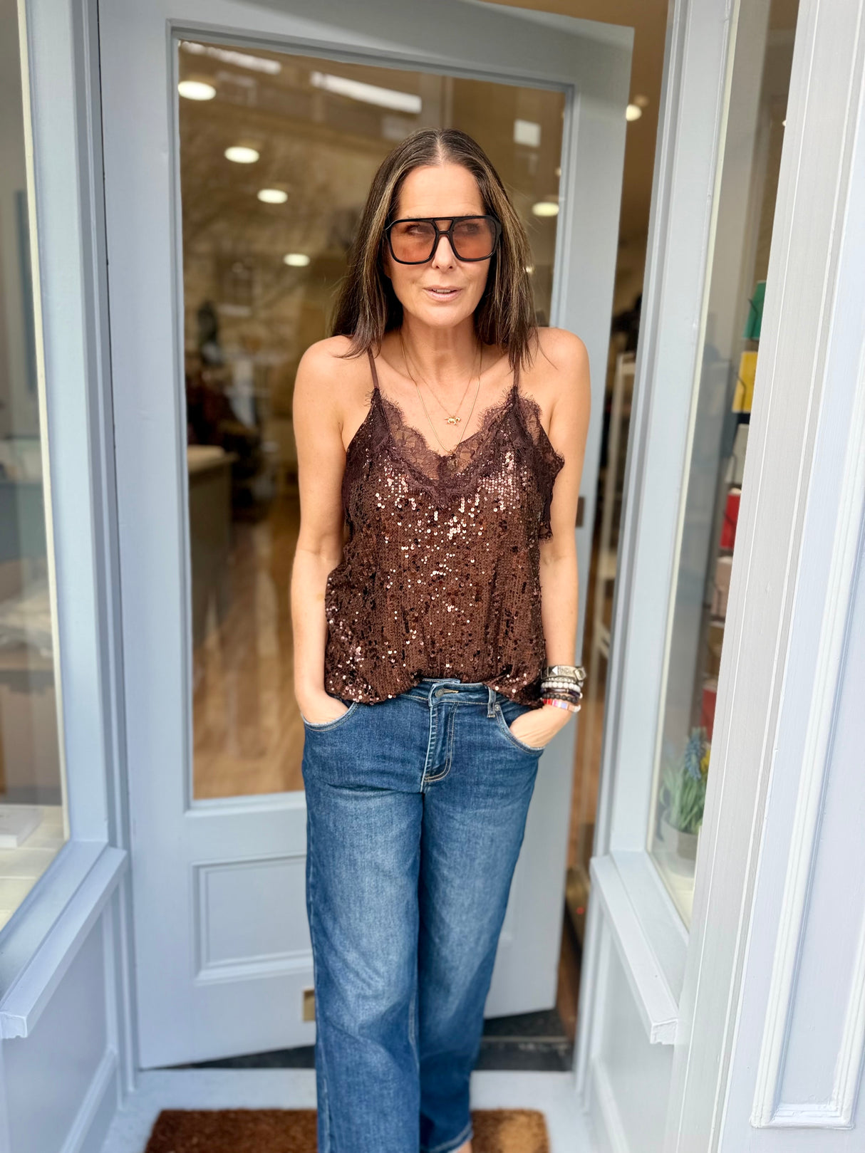 Pride Sequin Cami - Chocolate