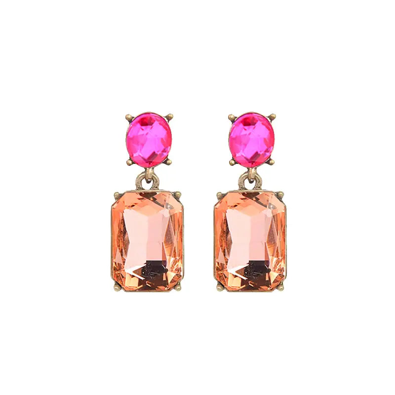 Oval Gem Earring - Peach/Pink