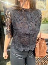 Raquel Crochet Blouse - Black