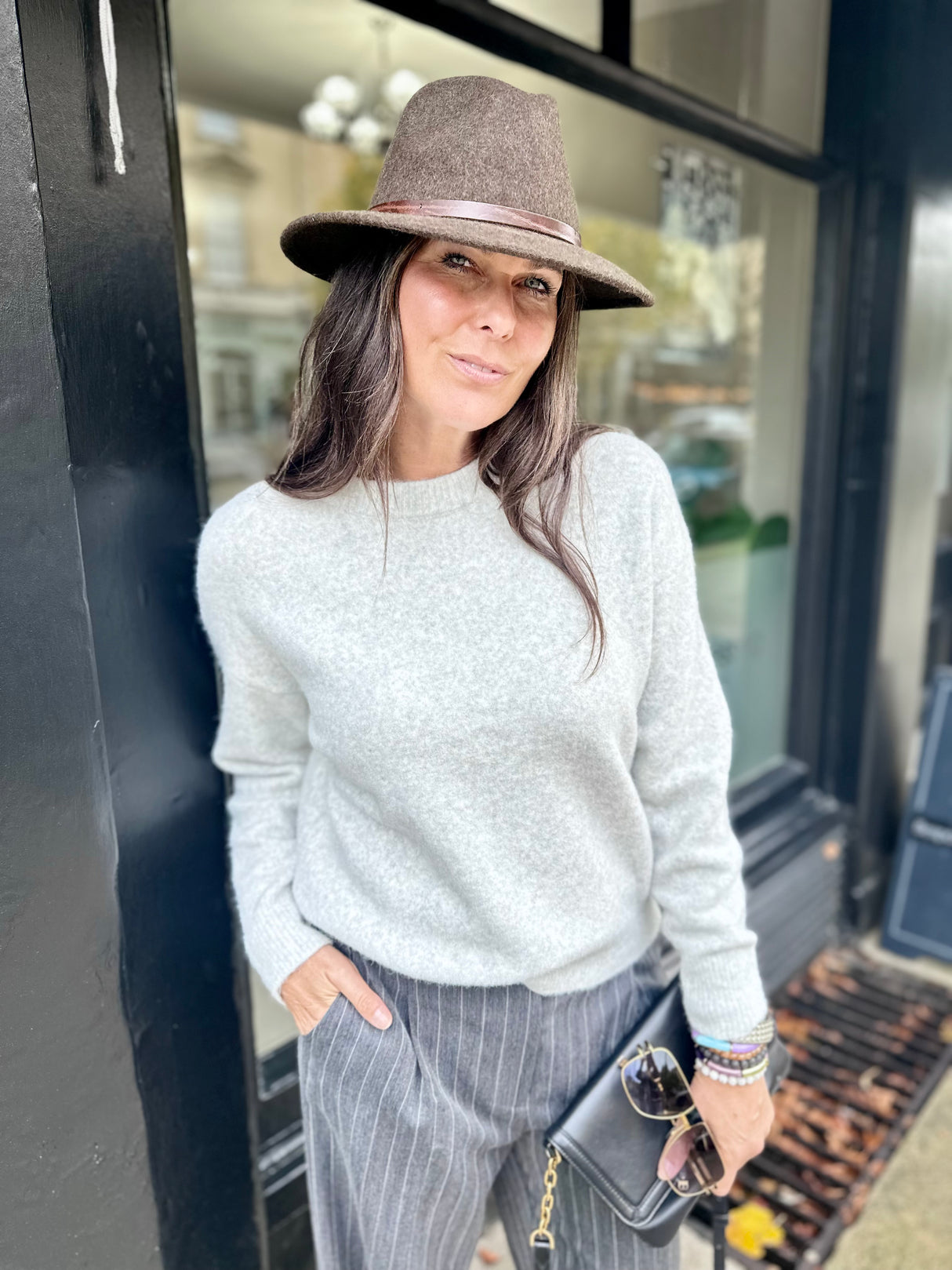 Coral Crew Neck Knit - Grey