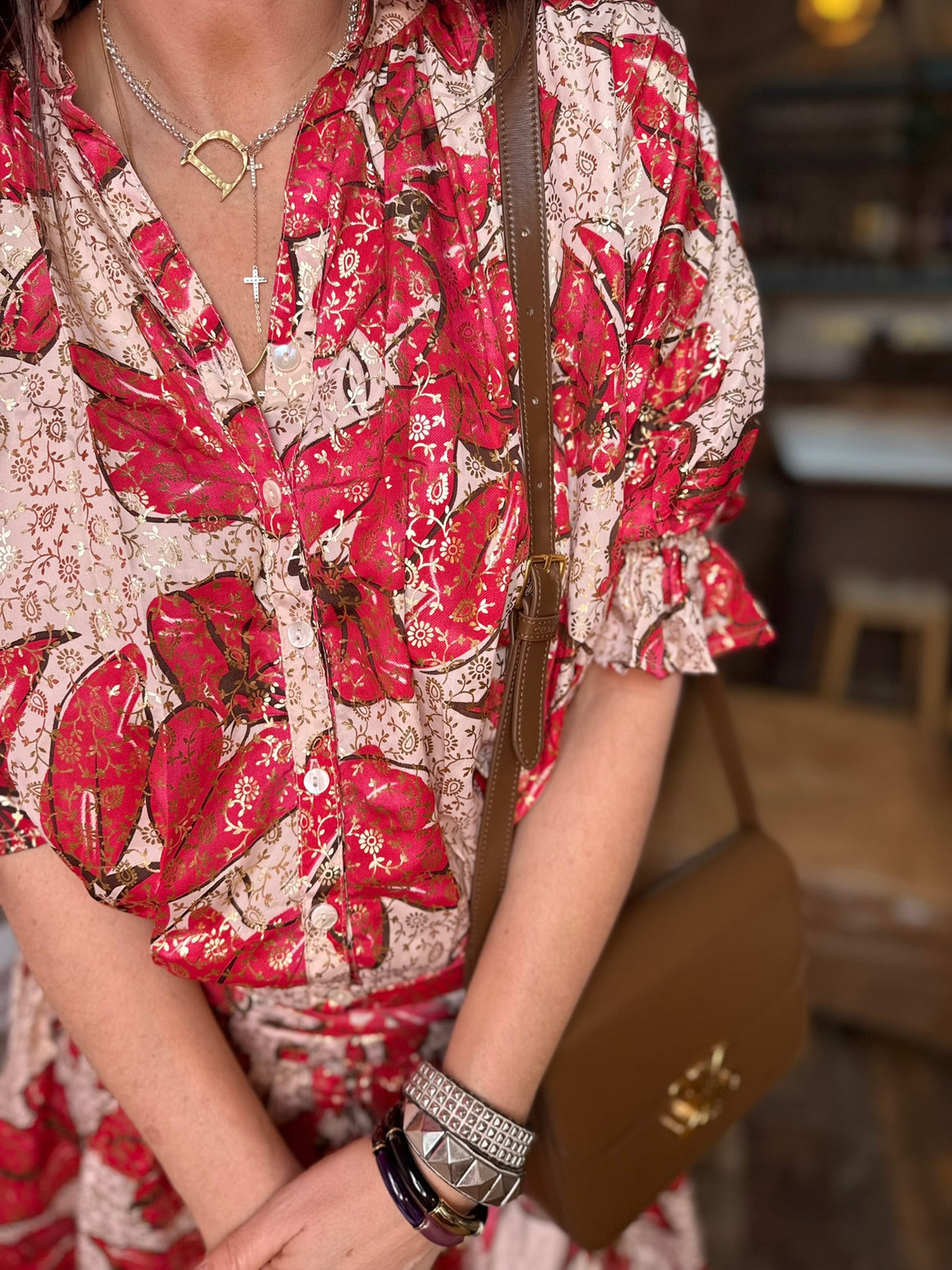 Clarissa Printed Dress - Red