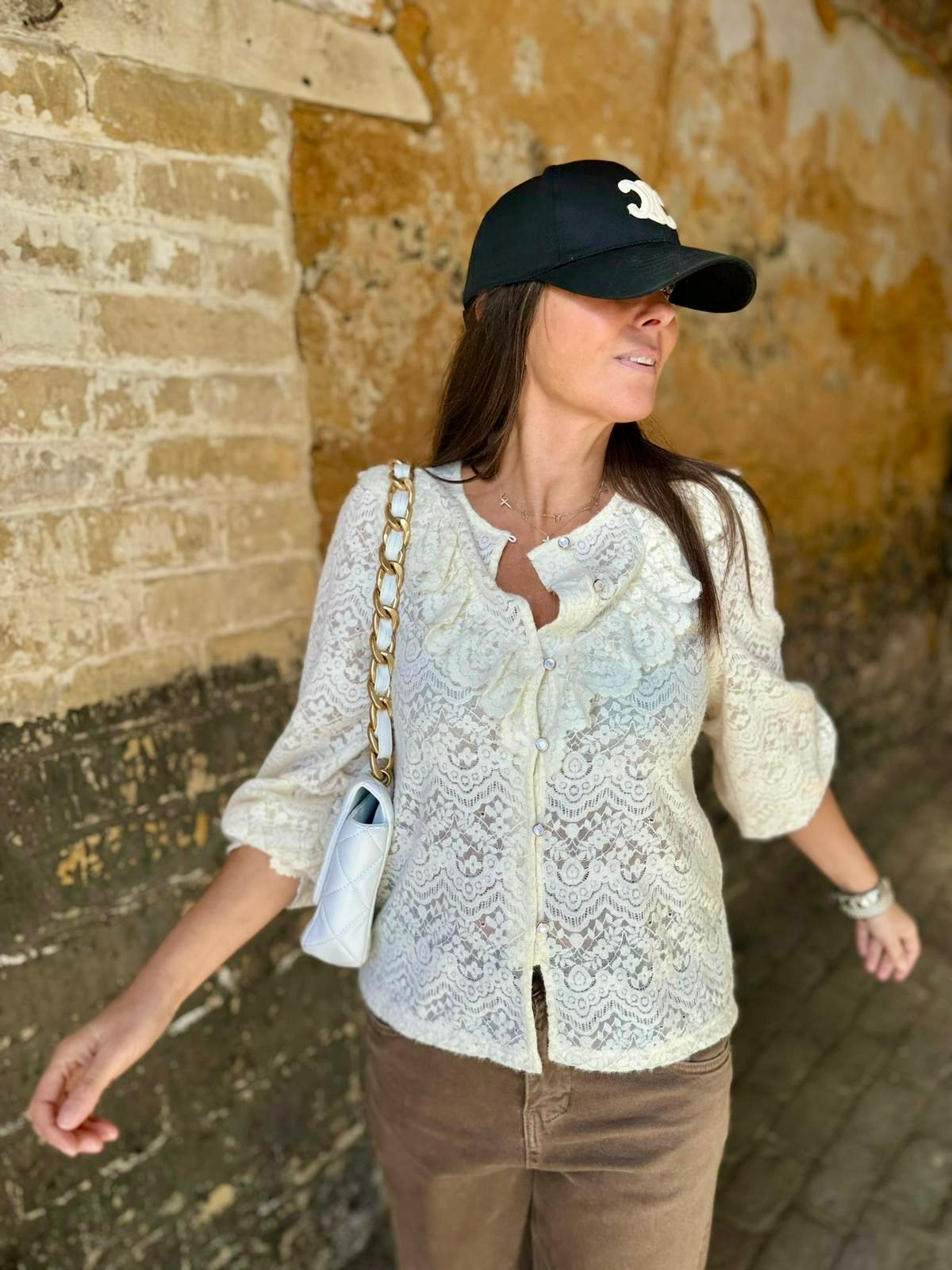 Blusa de malha rendada Galaxy
