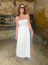Coral Strapless Maxi Dress - White
