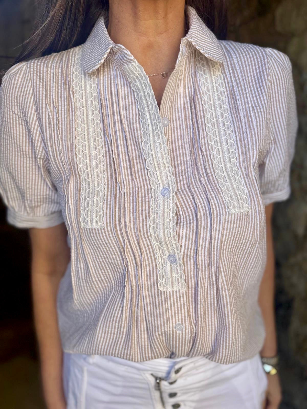 Dorra Short Sleeve Blouse - Camel