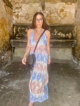 Crystal Metallic Maxi Dress - Blue
