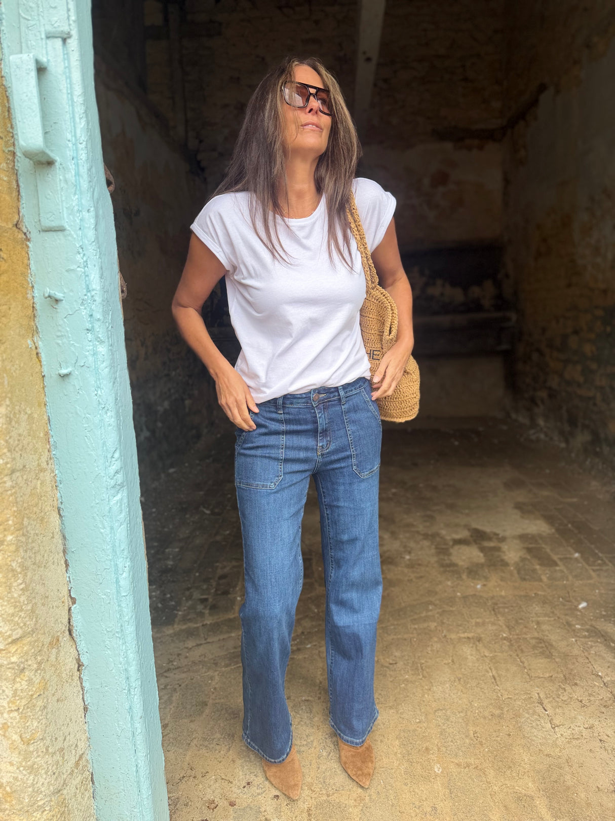 Crush Wide Leg - Mid Wash