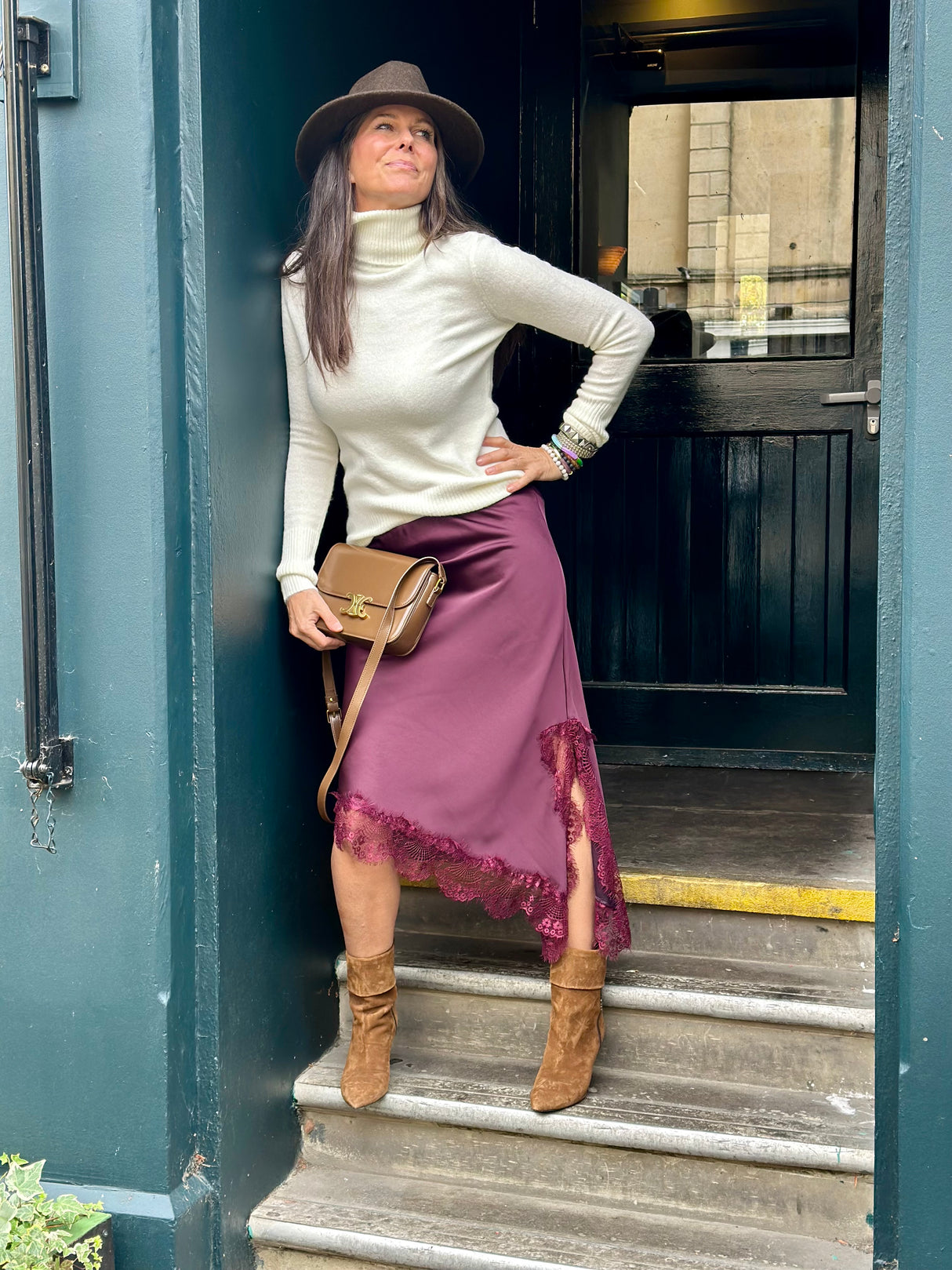 Edith Satin Lace Skirt