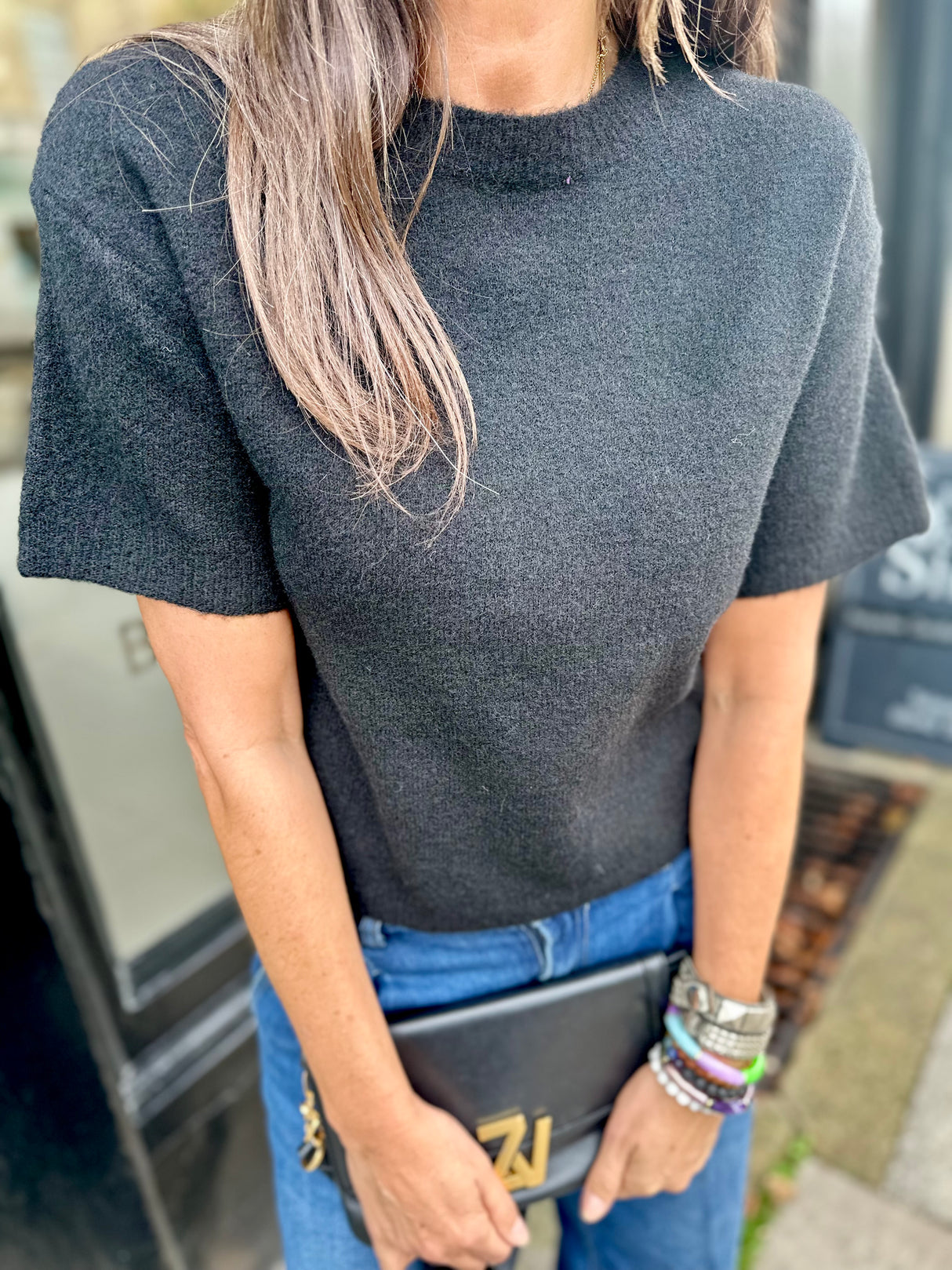 Harriet Short Sleeve knit - Black