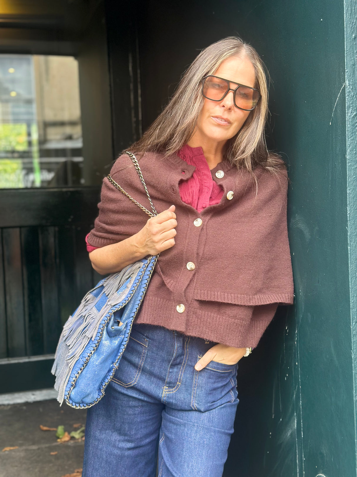 Joy Knitted Cape - Chocolate