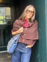 Joy Knitted Cape - Chocolate