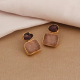Garnet & Rose Quartz Studs