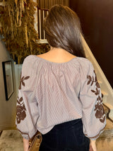 Ledbury Embroidered Blouse - Chocolate
